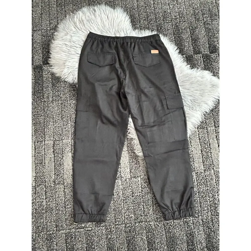 Mens Patched Detail Flap Side Drawstring Waist Cargo Pants Size XL‎